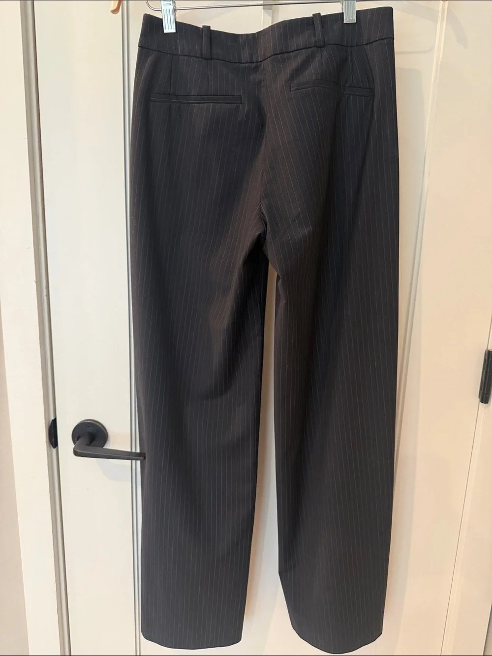 Ba&sh Navy Blue Pinstipe Trousers EUC size 4 - Picture 5 of 11
